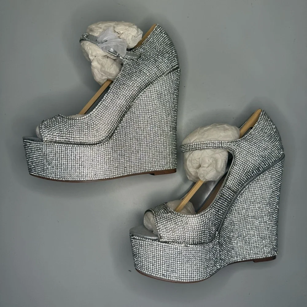 Steve Madden Macie Rhinestones Wedge Heels - Picture 4 of 8